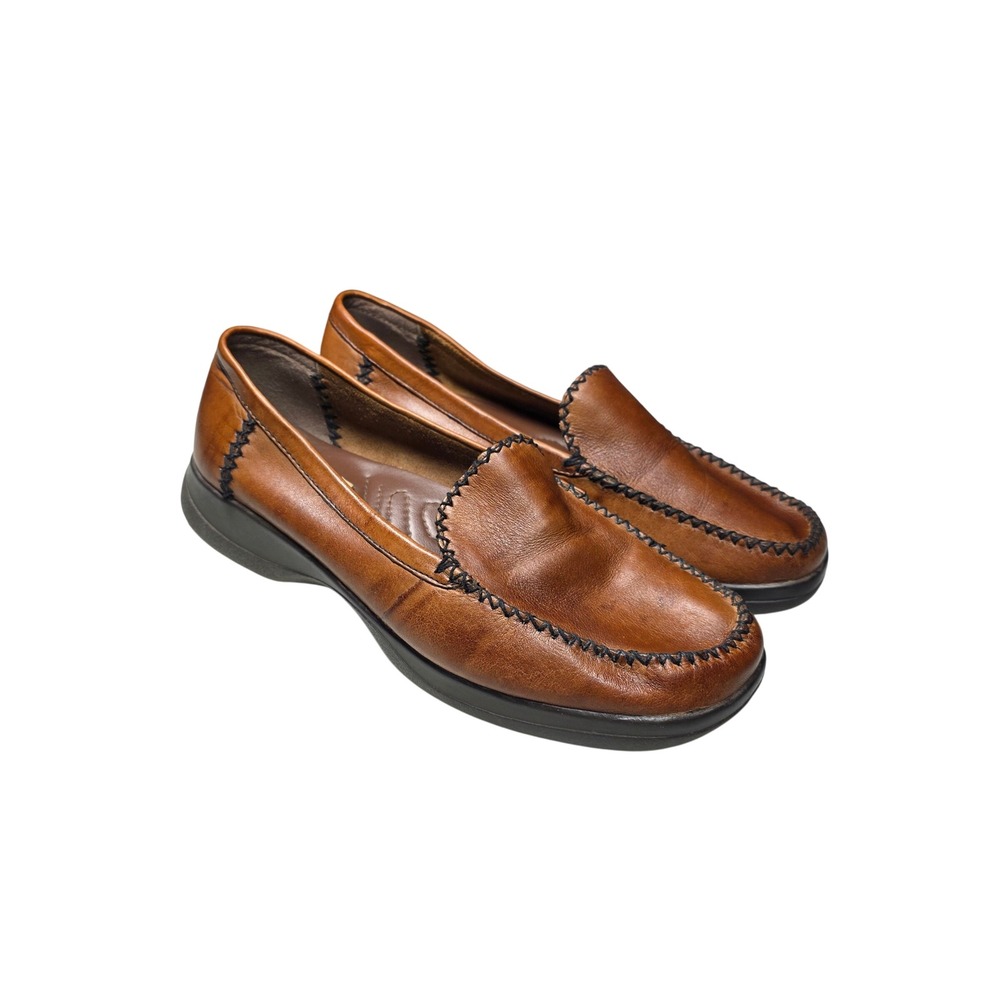 Drexlite Leather Classics Brown Loafers Moc Toe Slip On Flats Womens 9M
